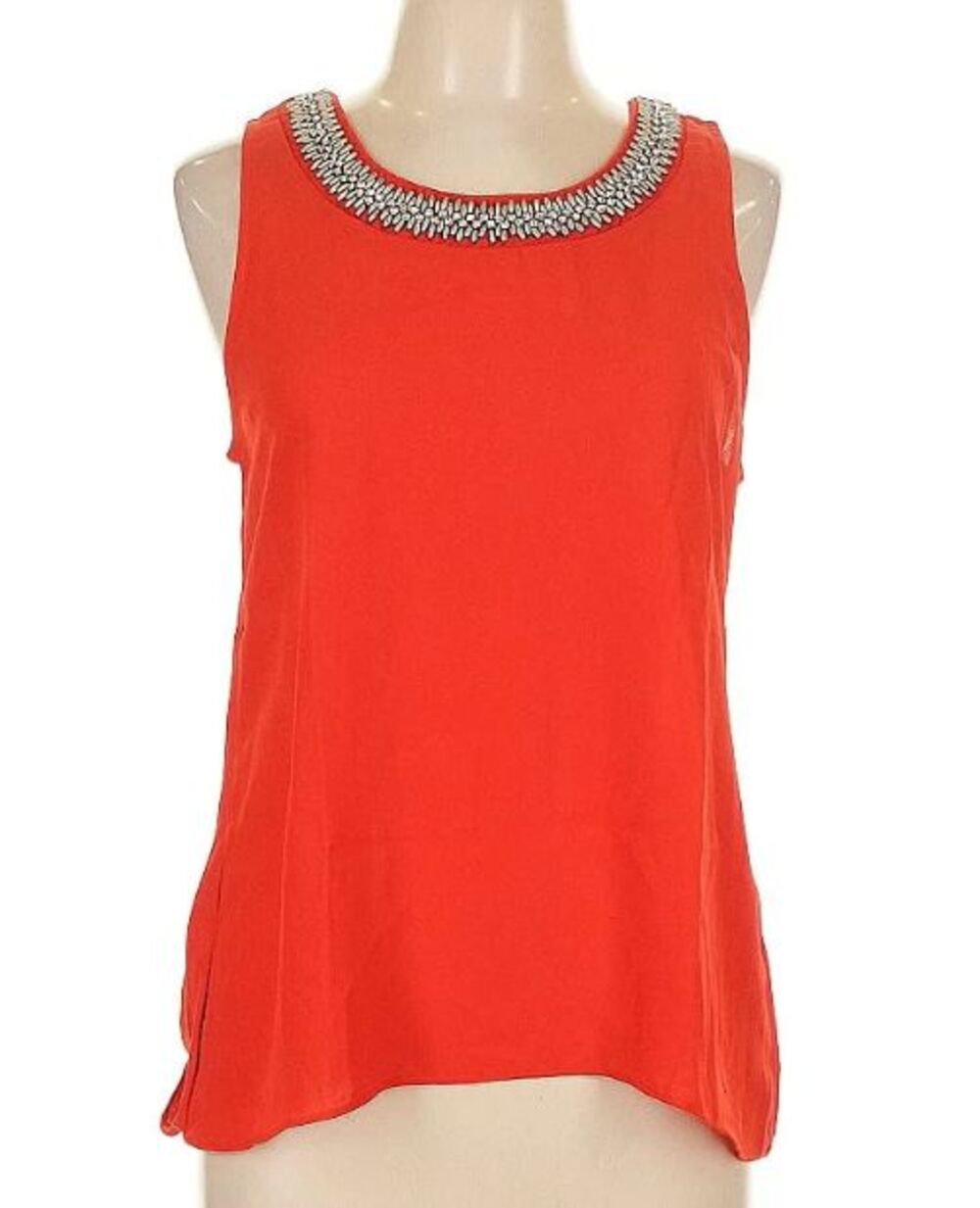 Women's Large Sleeveless Blouse Tank Socialite Beaded Accents Orange NWT